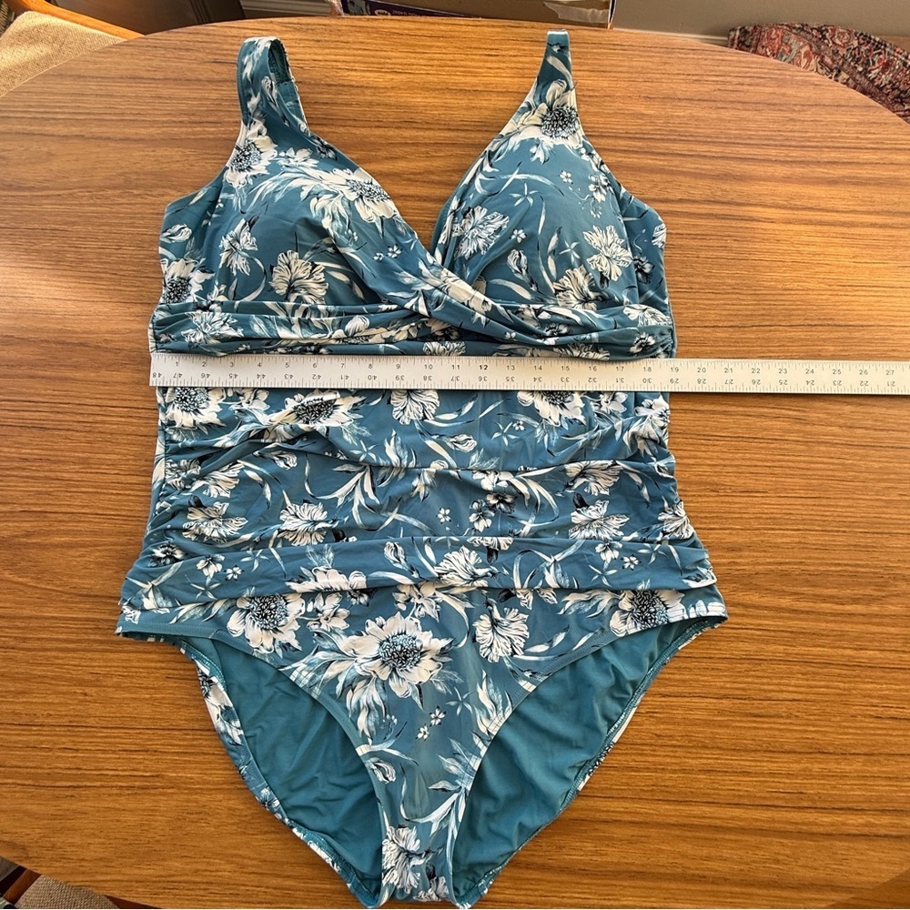 Artesands One Piece Swimsuit Blue Teal Floral Women’s Size 20